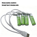 Bestely 1.5V 13600mAh USB AA Lithium ion Rechargeable Battery, Fast Charging Li-ion Akku  , 2000 Cycle with USB- C Port Cables