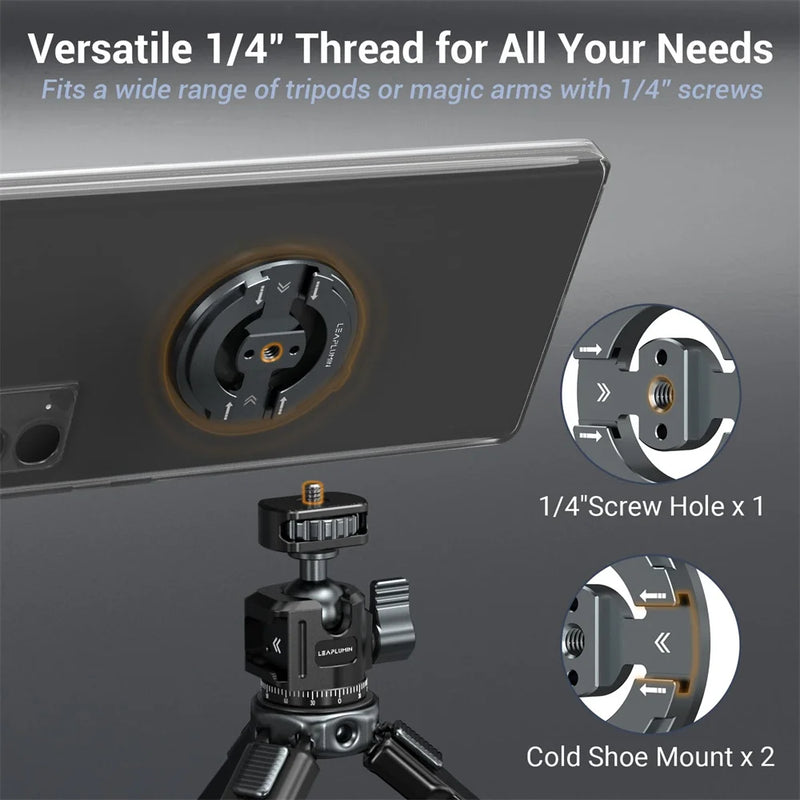 LEAPLIGHT Magnetic Phone Tripod Mount with 1/4” Screw Hot Shoe Adapter for Magsafe Iphone 16 15 14 13 Mic Light Tripod Ball Head