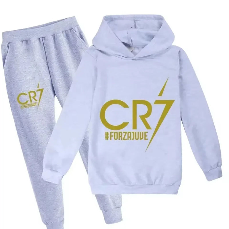 3-12 Years Spring Autumn Football CR7 Print Hoodie+Pants | SAMAG