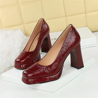 New Waterproof Table Square Toe Super High Heels Women | SAMAG
