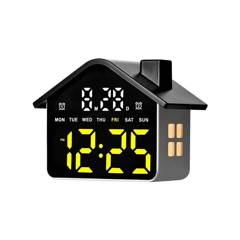 LED Digital Alarm Clock House Voice Control Date Week Brightness Adjustment Electronic Table Clock with Night Light 12/24H