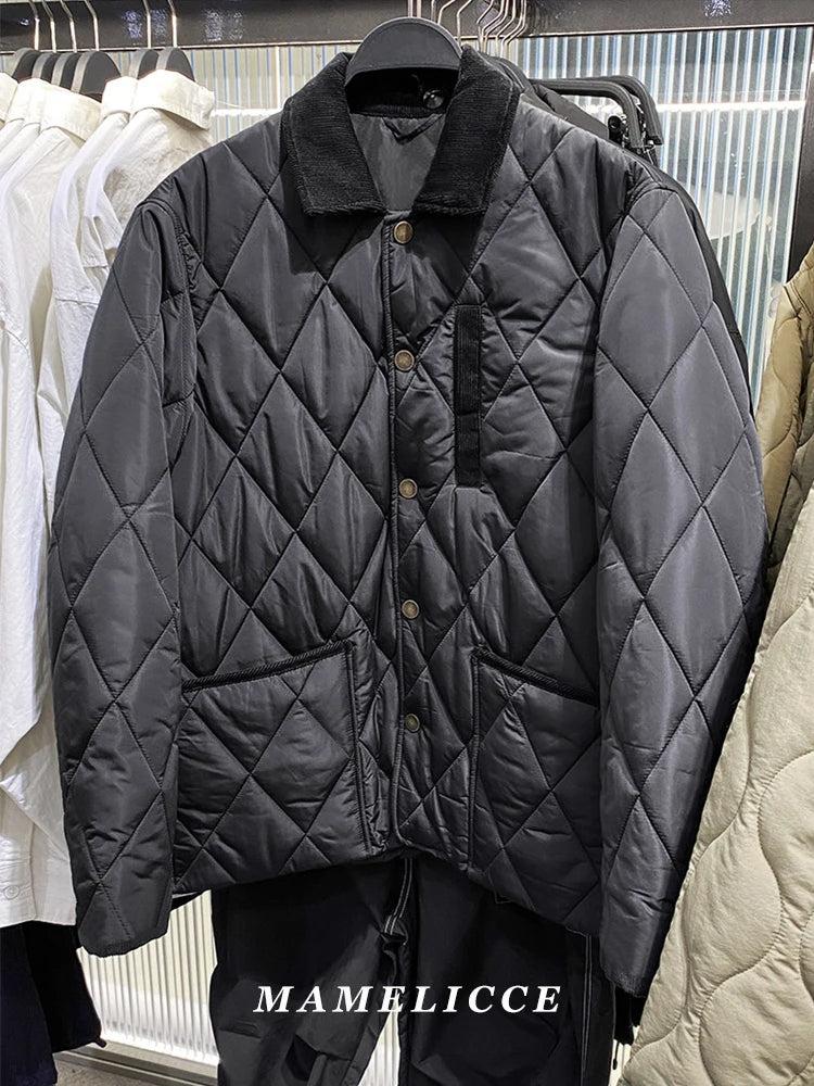 MAMELICCE Original design Stitching contrast turn down collar jacket simple loose cotton jackets tops