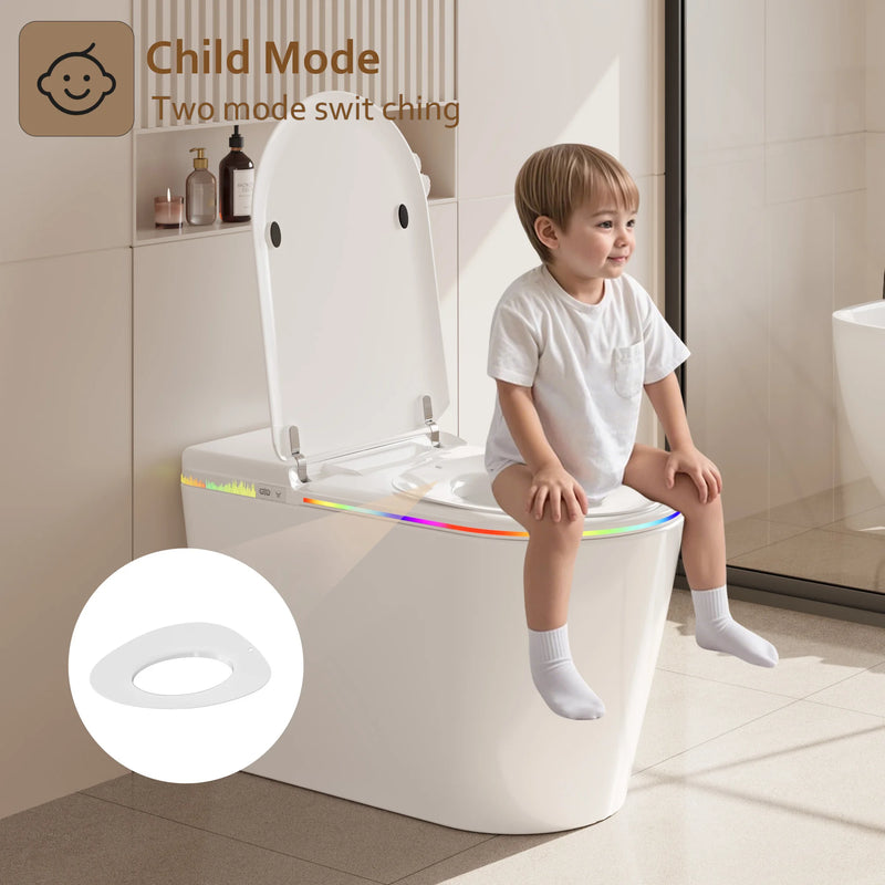 Smart Bidet Toilet Seat Heated Seat Self-Cleaning Nozzle Foam Shield Automatic Lid LED Display Remote Control for Kids Adults