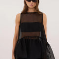LIMO Sheer Mesh Sleeveless Top Women Ruffle Hem Flowy - View 4 | SAMAG