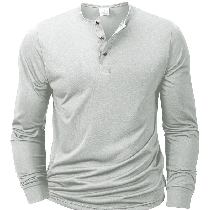 New Men's Henley T-shirts Long Sleeve Basic Casual Band | SAMAG
