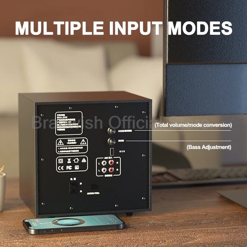 2.1 Sound Box Amplifier 31W High Power Bluetooth Speaker 4 Inch Subwoofer Home Theater Home Cinema 360°Sound System PC Audio Set