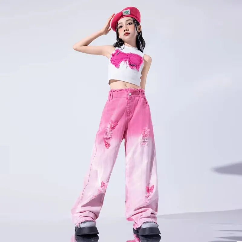 Hip Hop Kids Cool Crop Top Street Dance Love Pants Girls | SAMAG