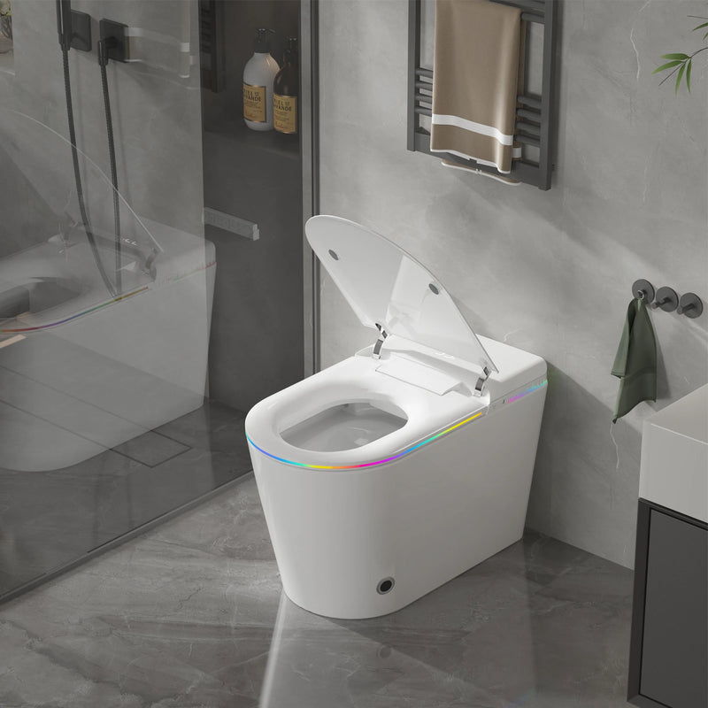 Smart Bidet Toilet Seat Heated Seat Self-Cleaning Nozzle Foam Shield Automatic Lid LED Display Remote Control for Kids Adults