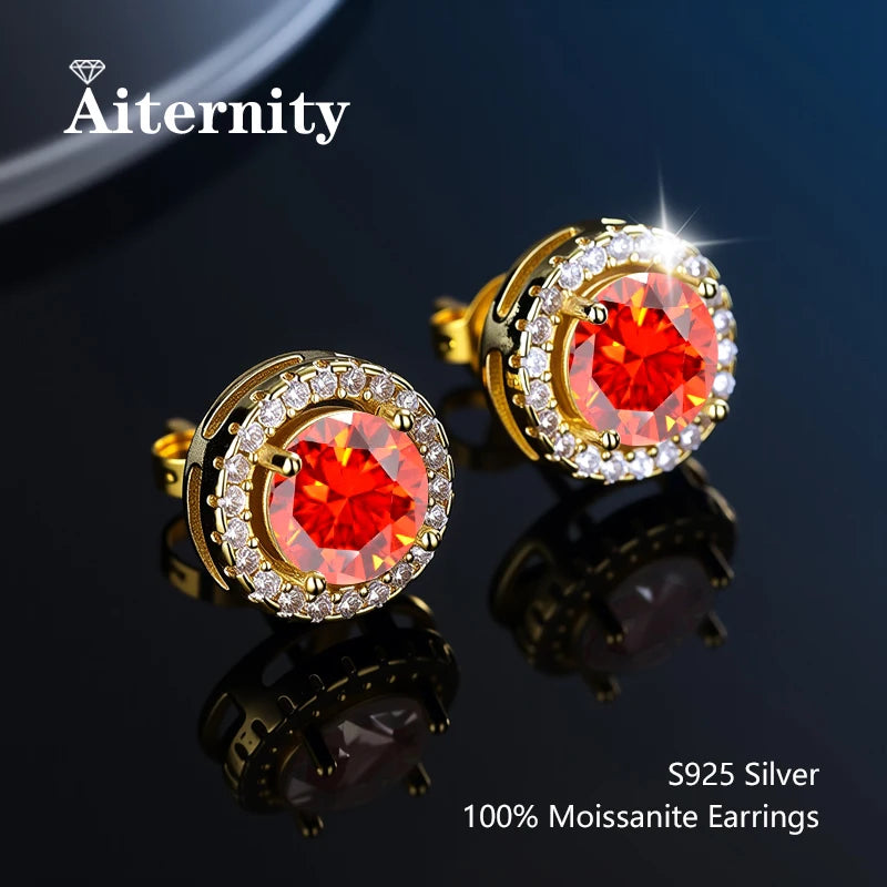 D VVS1 Moissanite Stud Earrings For Women Pass Diamond Tester Pen S925 Platinum Plating Moissanita With 2 Certificates
