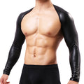 High Quality Men Long Sleeves Arm Shapers Tops Back Shoulder Faux Leather Tops For Men