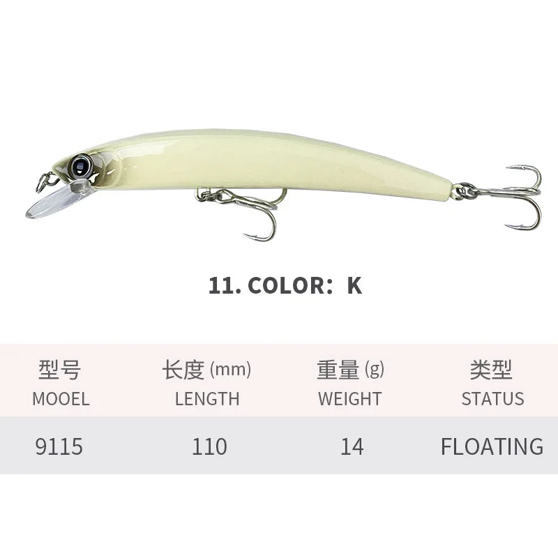 110MM 14G Minnow Fishing Lures 3D Crystal Floating - View 14 | SAMAG