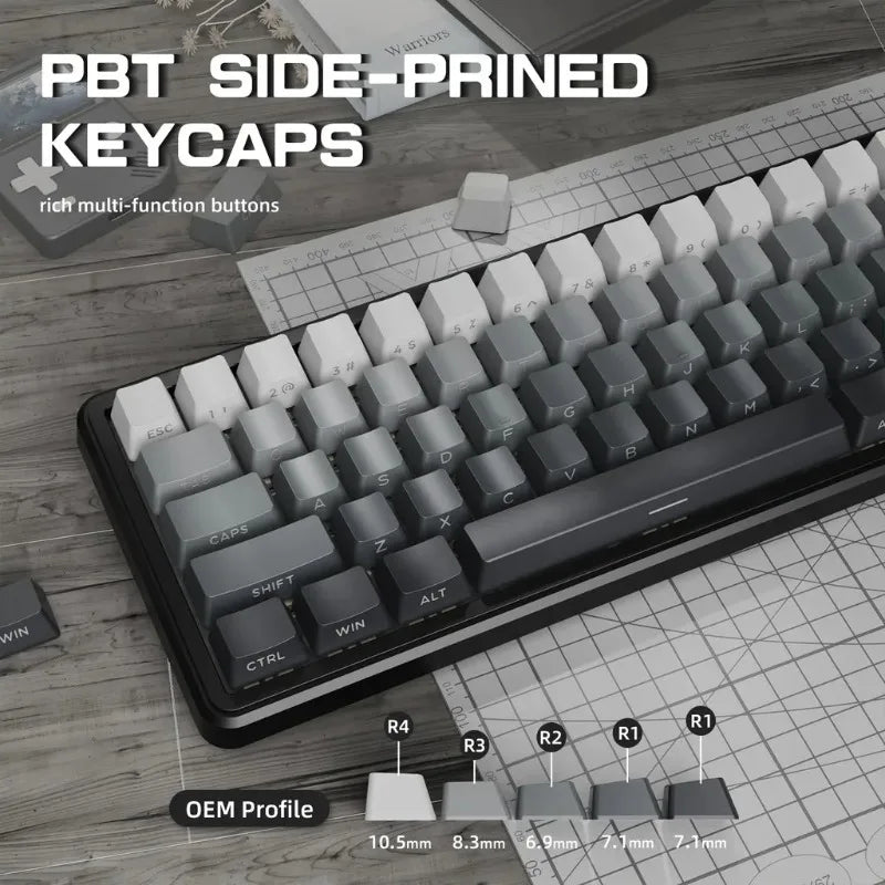 ATTACK SHARK X66 Bluetooth Wireless Wired Mechanical Keyboard RGB Gasket Hot Swappable Knob Side Printed PBT Keycaps for Gaming