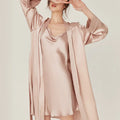 BirdTree, 100%Real Silk Simple Night-robe, Women V Neck Long Sleeve, Elegant Sexy Pajamas Robe, 2024 Summer Autumn New P469123QM