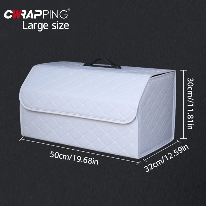 Car Trunk Organizer Box Large Capacity Auto Multiuse Tools Storage Bag Stowing Tidying Leather Folding for Car Trunk Storage Box