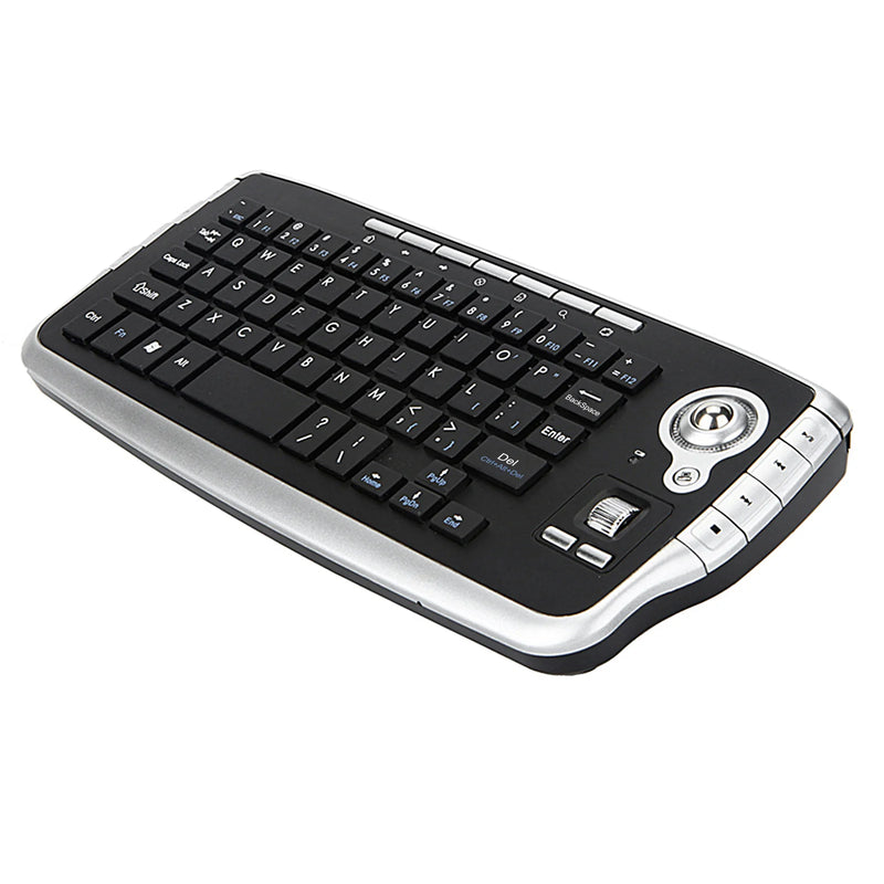 E30 2.4GHz Wireless Keyboard with Trackball Mouse Scroll Wheel Remote Control for Android TV BOX Smart TV PC Notebook Silver