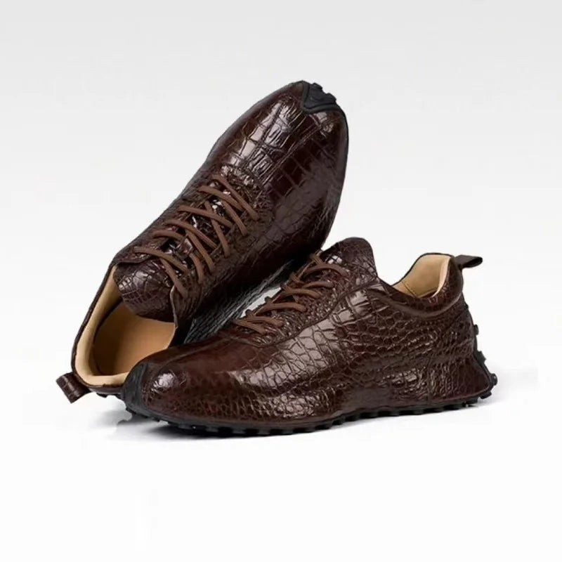 2026 new arrival Fashion Crocodile Belly Skin causal shoes men,male Genuine leather Sneakers 018