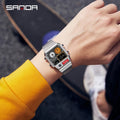 SANDA Top Fashion Men's Leisure Electronic Watch Multifunctional Thermometer Stopwatch Timing Men's Electronic Watch 3192