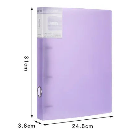 Clear Colors A4 Binder 4-Ring Folder For Documents Organizer Large Capacity A4 File Binder Cover