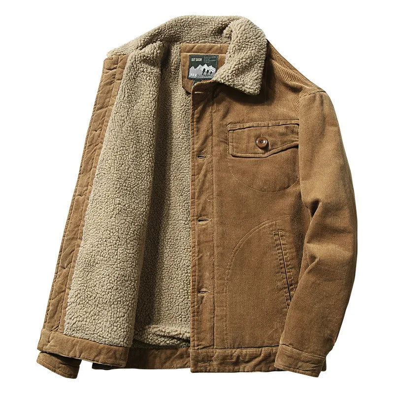 Winter Classic Corduroy Men's Cotton-Padded Clothes Standing Collar Casual Loose Coat Warm Cotton-Padded Jacket