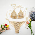 Sexy glitter sequine plain bikinis sets two pieces thong | SAMAG