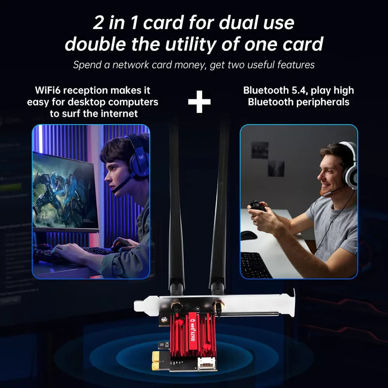 Fenvi AX900 WiFi 6 PCIe Wireless Adapter Dual Band 2.4G/5G Bluetooth 5.4 900Mbps Network Card for Desktop - Visuel 2 | SAMAG