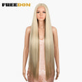 FREEDOM Synthetic Lace Front Wigs For Women Super Long 38Inch Ombre Blonde Highlight Ginger Straight Lace Wigs Cosplay Wigs