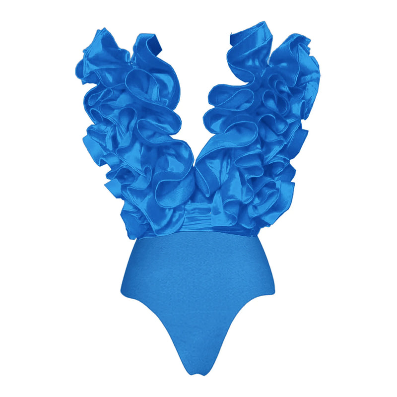 Sexy White 3D Ruffle Flower One Piece And Skirt Set | SAMAG