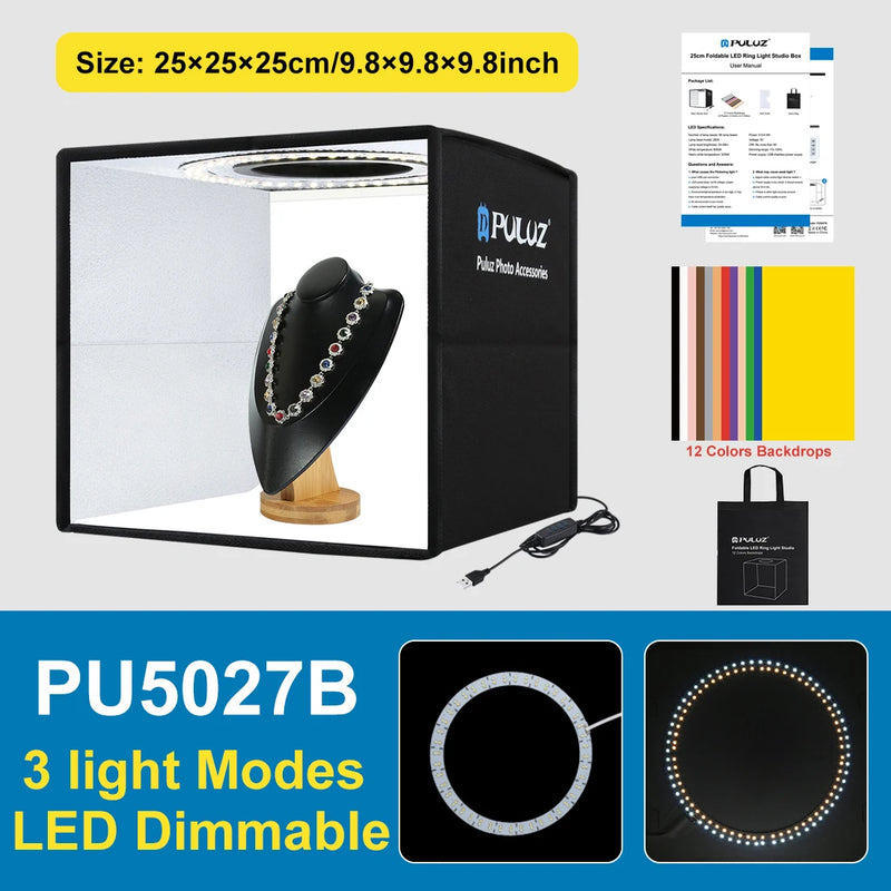 Softbox 3 Color Light Modes Lightbox Dimmable Led Ring Light Box Photo Lighting Studio Shooting Tent Box 6 Color Backdrops