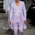 2025 New Summer Long Jacket Wedding Suits for Men White Trousers Groom Tuxedos Classic Lapel Man Blazer 2 Pieces Coat Pants Prom