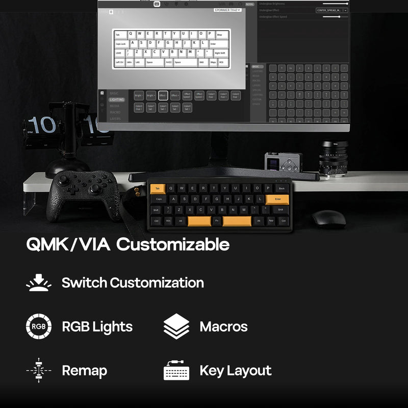 EPOMAKER TH40 VIA Ultra-Compact 40% Layout Hot-Swap Gasket-mounted Wired/Bluetooth/2.4G Wireless Mechanical Keyboard