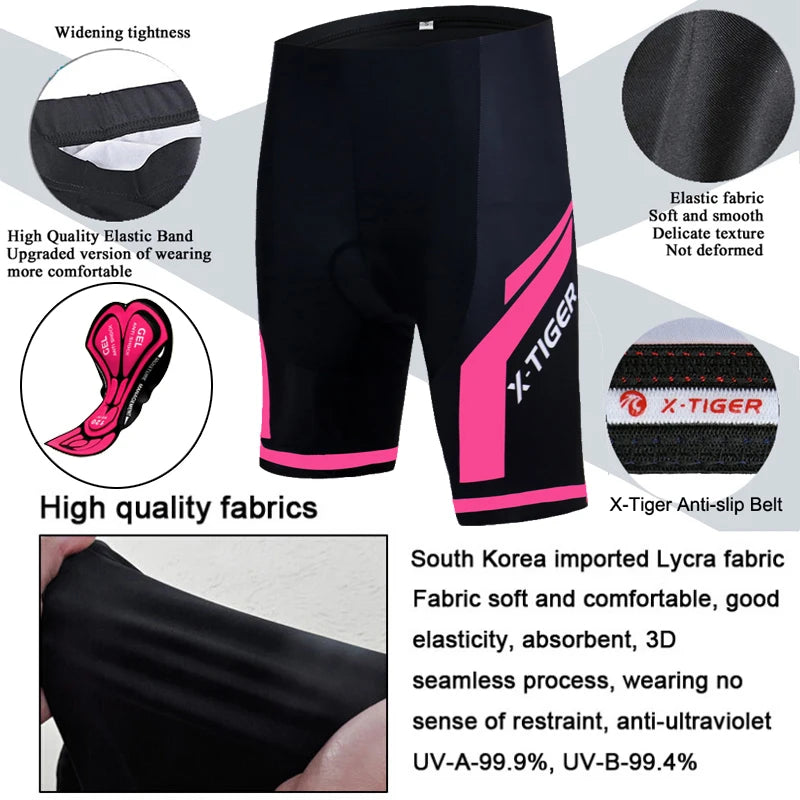 X-TIGER Women Cycling Shorts 3D Gel Pad Bicycle Shorts Mountain Shockproof Bike Shorts Breathable Road Racing Riding Shorts 2024