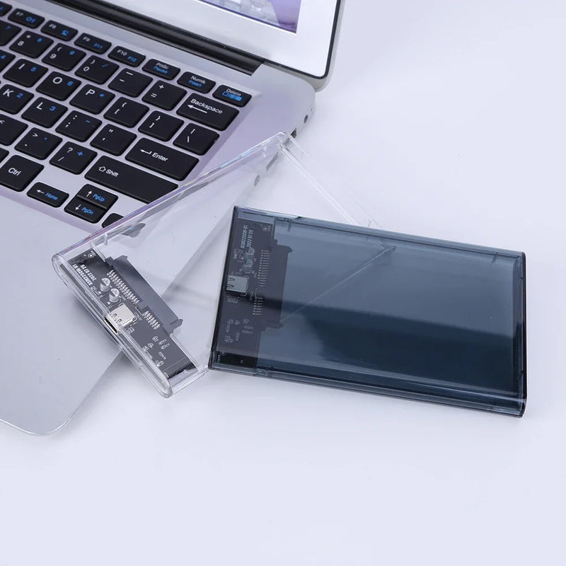Transparent HDD Case HDD Enclosure 2.5 Inch SSD SATA To USB 3.0 Type-C 3.1 Adapter Portable External Hard Drive Box Tool-Free