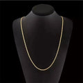 Fashion 18K Gold Necklace 2MM 16/18/20/22/24/26/28/30 Inch Side Chain For Women Men Jewelry 925 Silver - Visuel 4 | SAMAG