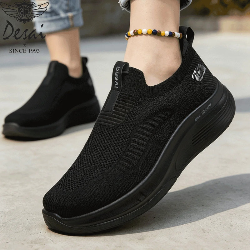 Desai Men's 2026 Autumn Hands-free Slip-on Walking Shoes Breathable Knit Comfort Sole For Daily Commute Office Casual Wear