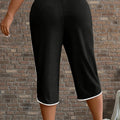 Plus size women's contrasting comfortable stretch cropped - View 2 | SAMAG