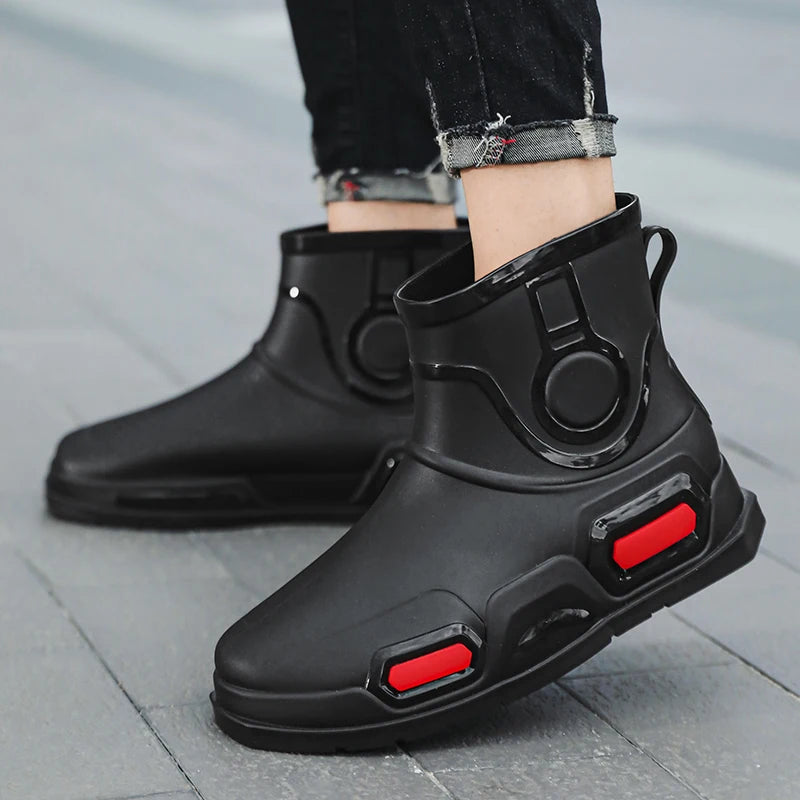 Men's Rain Shoes New Four Seasons Casual Fashion Comfortable Outdoor Anti slip Wear resistant Lightweight Waterproof Rain Shoes