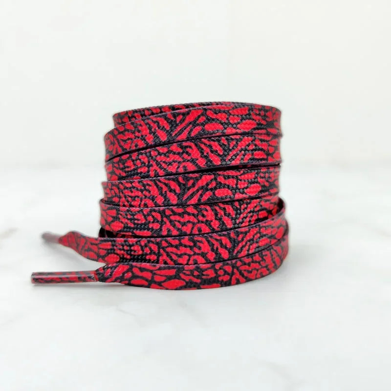 Flat Shoelaces for Shoes Burst Crack Texture Rope Leopard Print Shoelace Cement Flame Pink Printing Shoe Laces for Women Man