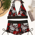 Square Neck Modest Bikini Set With Skull Print | SAMAG