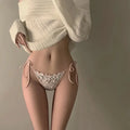 Lace-up Briefs Transparent Lace Panties Women Lingerie Sexy Underwear Low Waist Ropa Mujer Floral Embroidery Lenceria Femenina