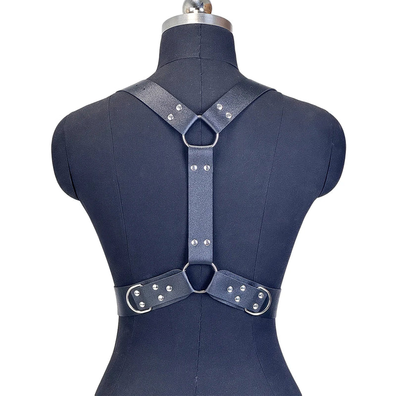 Women Fashion PU Leather Harness Waist Belt Punk Studded Decorative Harness Straps Suspenders Gothic Clothing Accessorie