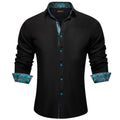 DiBanGu Men Shirt Long Sleeve Black Solid Red Paisley | SAMAG
