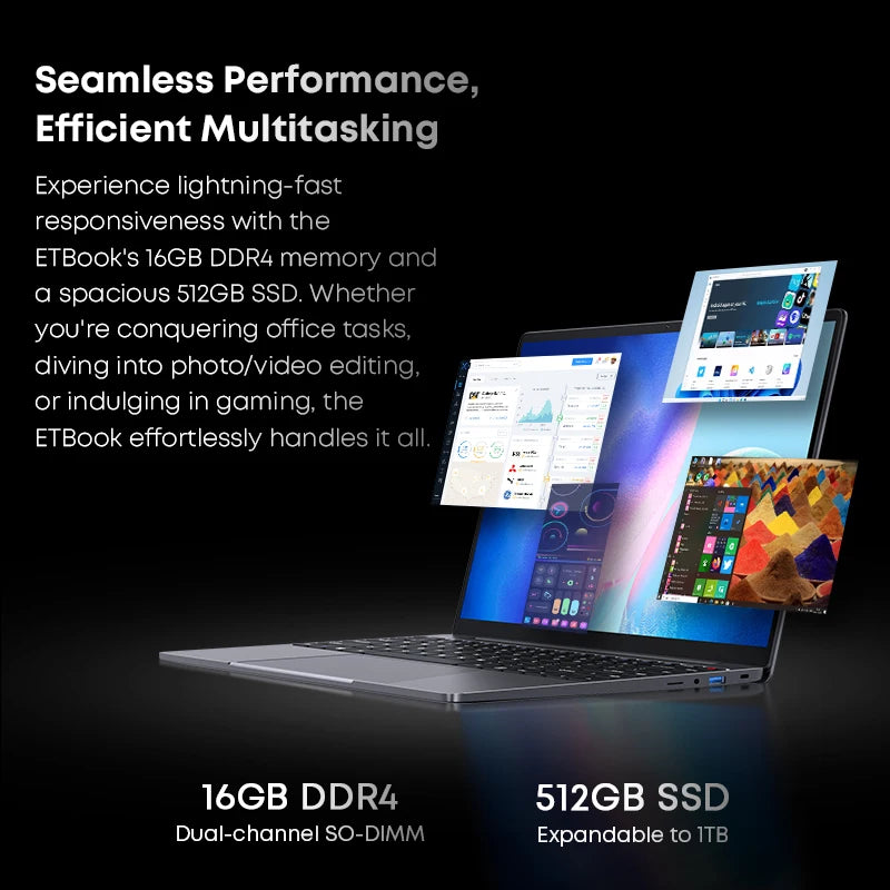 Acer Gadget e10 ETBook Gaming Laptop Intel Core i3-1220P 16GB RAM 512GB SSD Computer 14" 2K IPS ScreenWiFi6 Windows 11 laptops