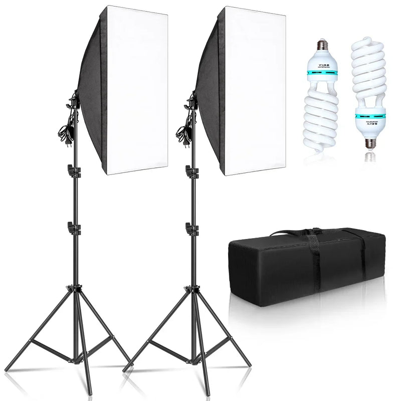 20-135W Softbox Lighting Kit 50x70CM Photography LED Lamp Professional Continuous Light System Equipment For Photo Studio