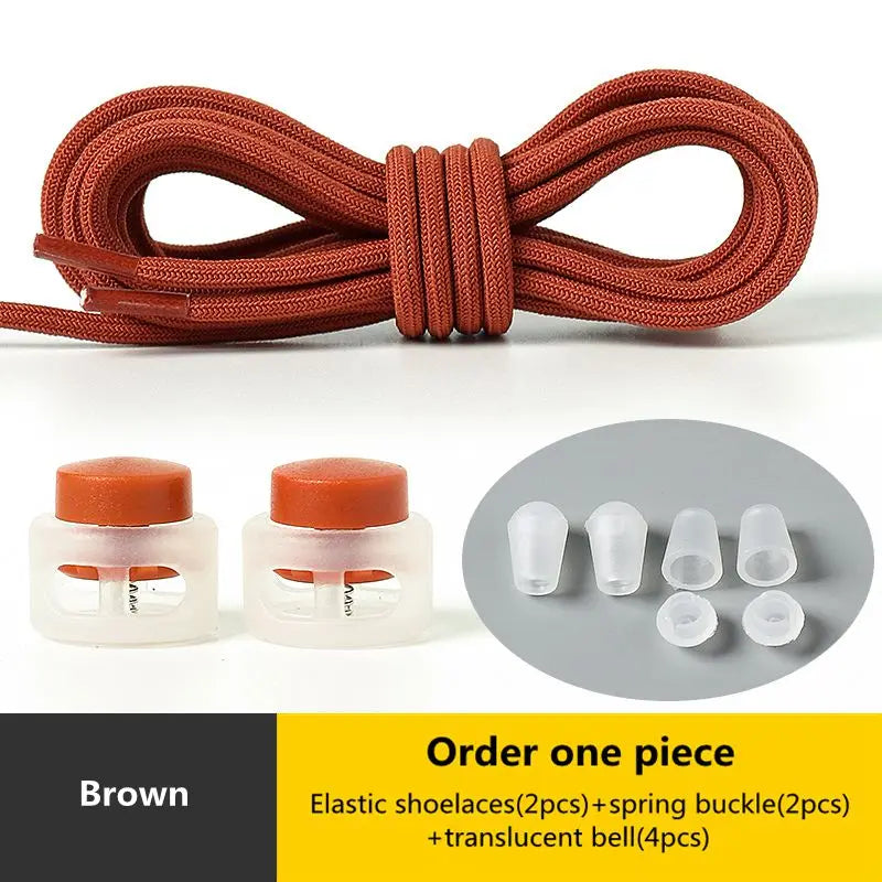 Spring Lock Shoelaces No Tie Shoe Laces Sneakers Round Elastic Shoelace Kid Adult Quick Without Ties Shoestrings Rubber Bands