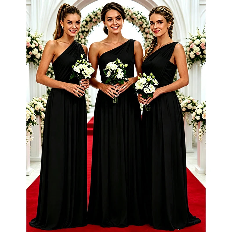 One Shoulder Lemon Yellow Bridesmaid Dresses Chiffon | SAMAG