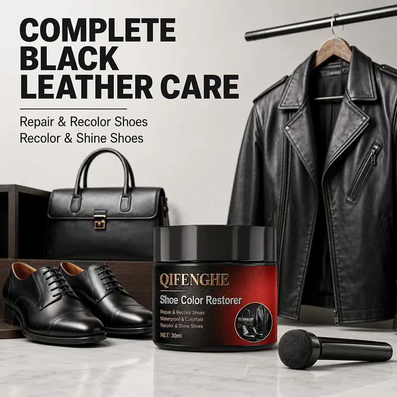 Black Shoe Color Restorer Cream, Leather Scratch Repair And Recolor Polish, Waterproof Shine for Men'S Dress Shoes