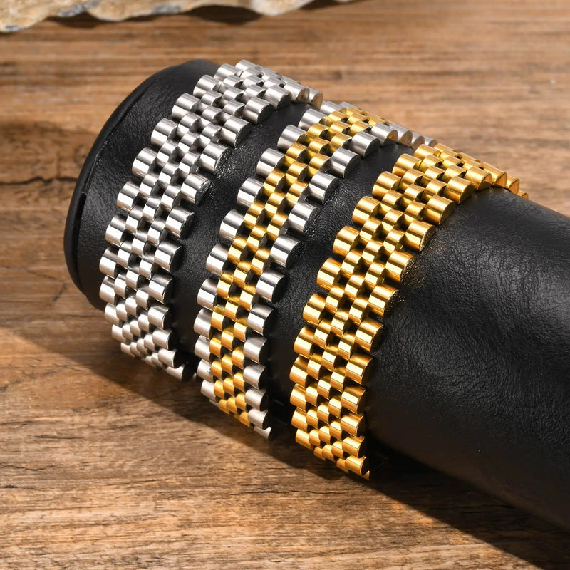 15MM Chunky Watch Band Bracelets for Men,19CM Magnetic Stainless Steel Links Wristband,Stylish Jewelry Gifts for Dad Husband Son