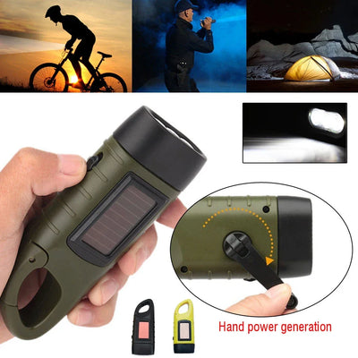 LED Flashlight Hand Crank Solar Powered Rechargeable | SAMAG