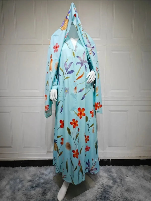 Eid Scarf Abaya Women Elegant Muslim Jalabiya Long | SAMAG