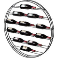 12 - Bottle Modern Black Metal Round Wall Mounted Wine Rack - 6 - Tier Horizontal Storage Shelf for Kitchen, Living | SAMAG
